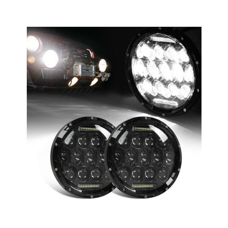 Faro rotondo 7 pollici LED per moto e fuoristrada con fascio DRL segnale svolta 75W Harley Jeep Wrangler lega alluminio impermeabile IP67 accessorio illuminazione durevole