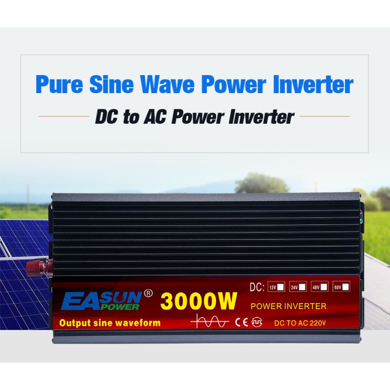 Inverter EASUN a Onda Sinusoidale Pura 2000W 5000W Convertitore CC a CA 12V 24V 220V Potenza di Picco Efficienza Energetica Basso Consumo Inverter Alta Prestazione per Casa e Elettrodomestici