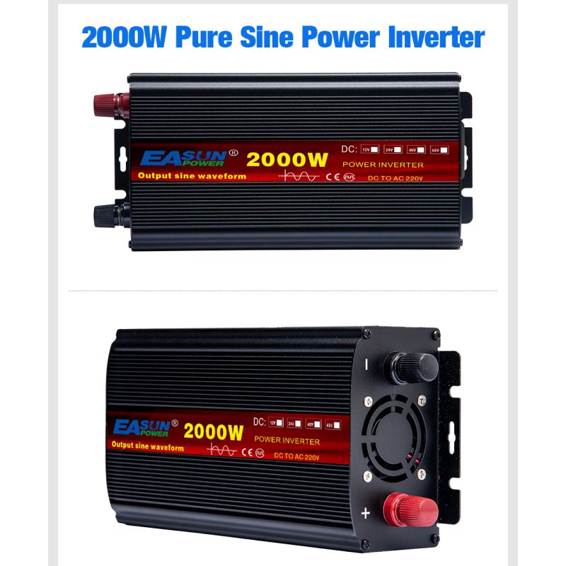 Inverter EASUN a Onda Sinusoidale Pura 2000W 5000W Convertitore CC a CA 12V 24V 220V Potenza di Picco Efficienza Energetica Basso Consumo Inverter Alta Prestazione per Casa e Elettrodomestici