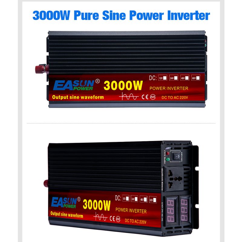 Inverter EASUN a Onda Sinusoidale Pura 2000W 5000W Convertitore CC a CA 12V 24V 220V Potenza di Picco Efficienza Energetica Basso Consumo Inverter Alta Prestazione per Casa e Elettrodomestici
