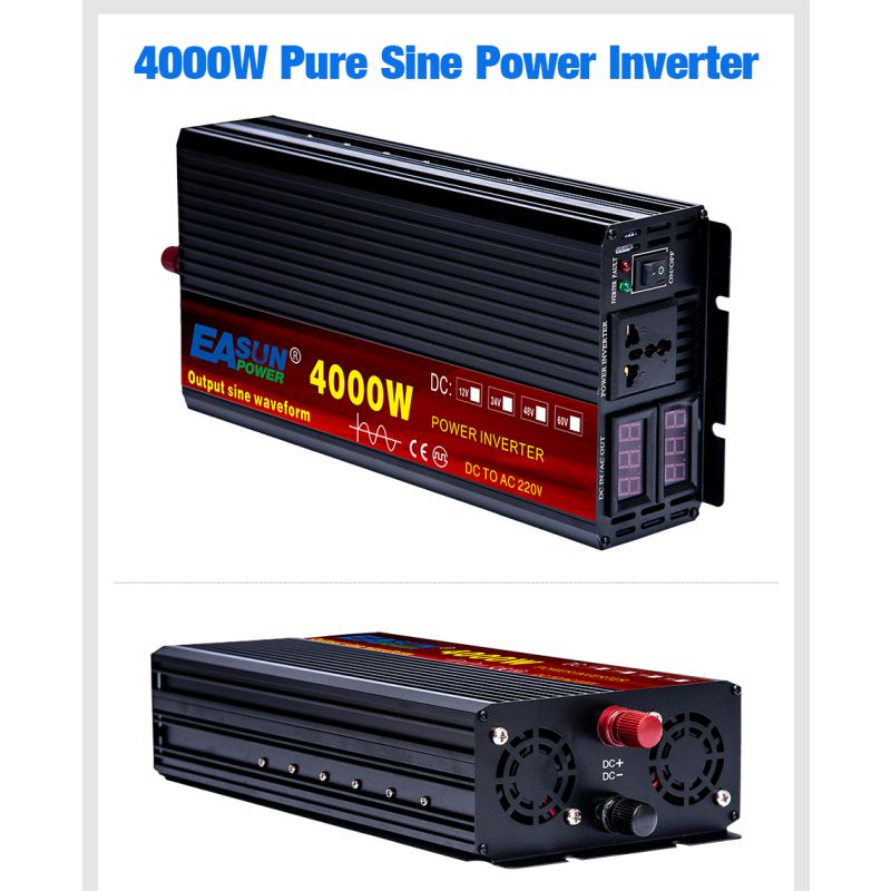 Inverter EASUN a Onda Sinusoidale Pura 2000W 5000W Convertitore CC a CA 12V 24V 220V Potenza di Picco Efficienza Energetica Basso Consumo Inverter Alta Prestazione per Casa e Elettrodomestici