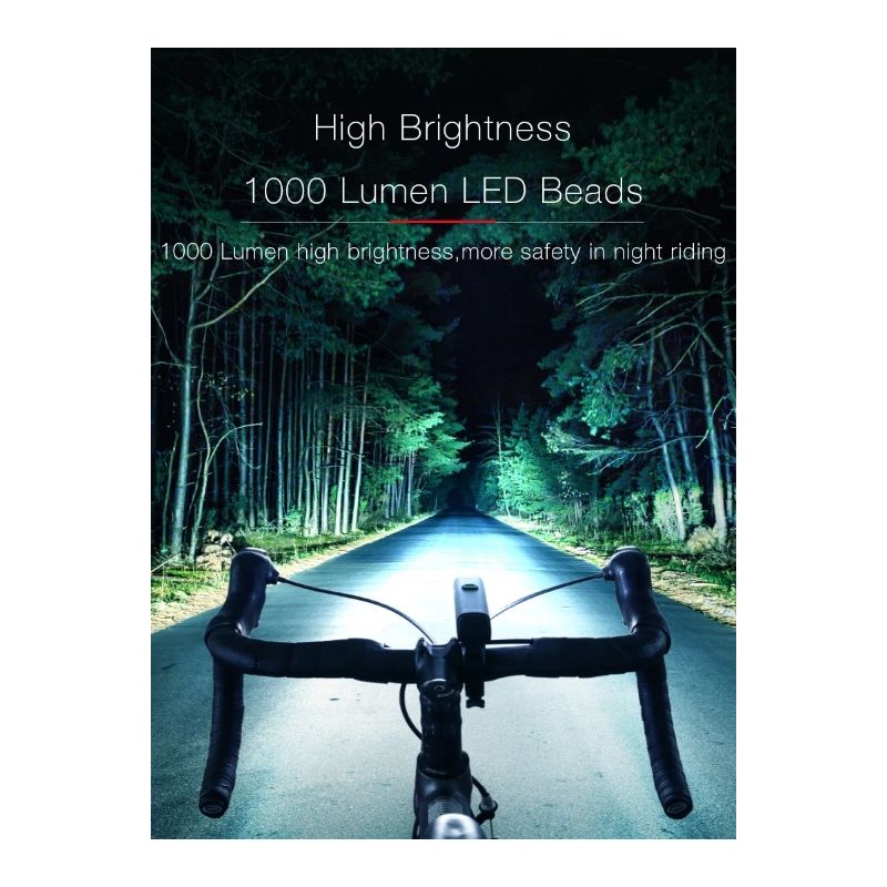 EOS530 Luce Bici 1000 Lumen Luce USB Ricaricabile Impermeabile IPX4 con Modalità Bassa Alta Flash Faro Luminoso MTB Fonti Luminose SST20 Accessori Ciclismo