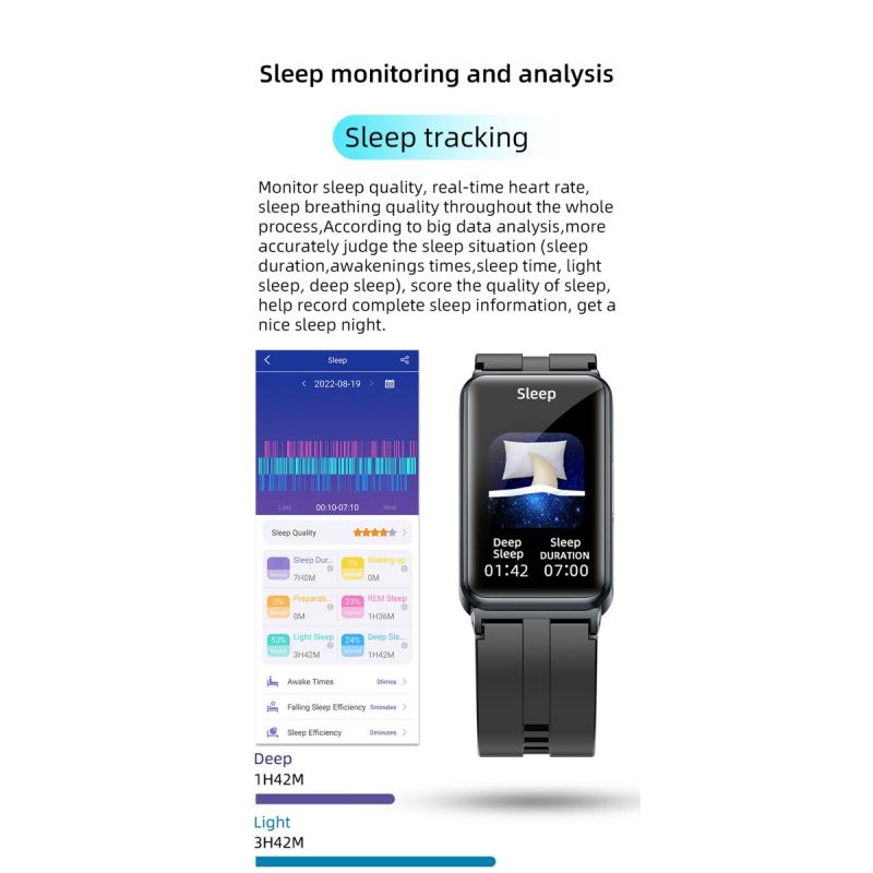 EP01 Smartwatch Bracciale Fitness Tracker: Glucosio, ECG, HRV, Cardio, Temp. 1.47