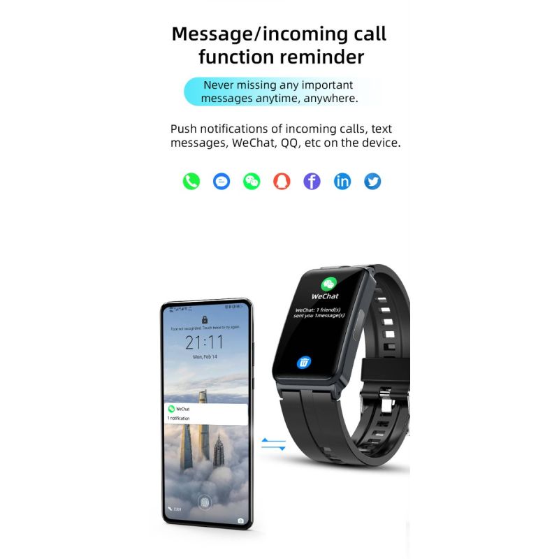 EP01 Smartwatch Bracciale Fitness Tracker: Glucosio, ECG, HRV, Cardio, Temp. 1.47