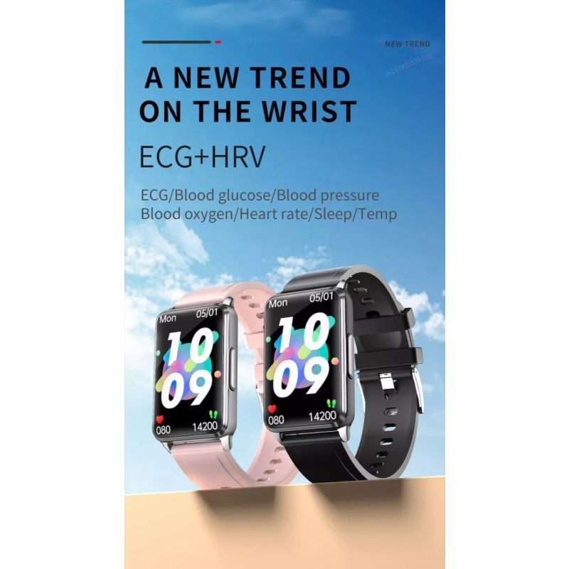 EP02 Smart Watch Glicemia Zucchero ECG HRV, Rilevamento Temperatura Cardio Smart Bracelet Band Fitness Tracker 1.57