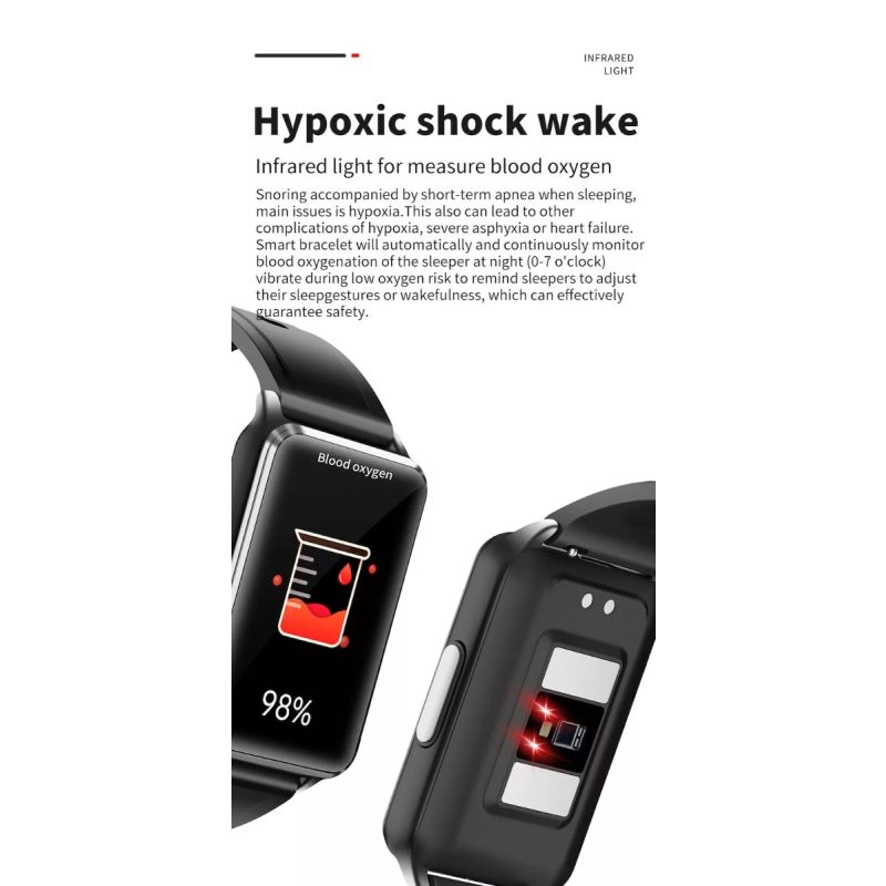 EP02 Smart Watch Glicemia Zucchero ECG HRV, Rilevamento Temperatura Cardio Smart Bracelet Band Fitness Tracker 1.57