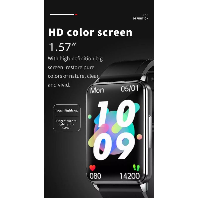 EP02 Smart Watch Glicemia Zucchero ECG HRV, Rilevamento Temperatura Cardio Smart Bracelet Band Fitness Tracker 1.57