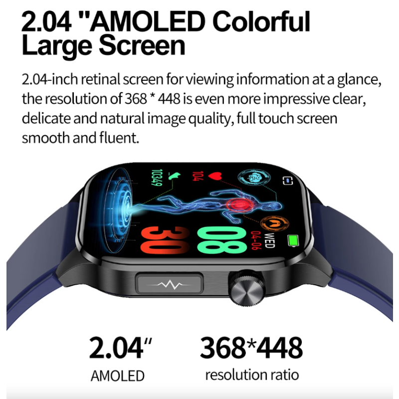 E580 Smartwatch glice mia ECG, pressione. Display 2.04