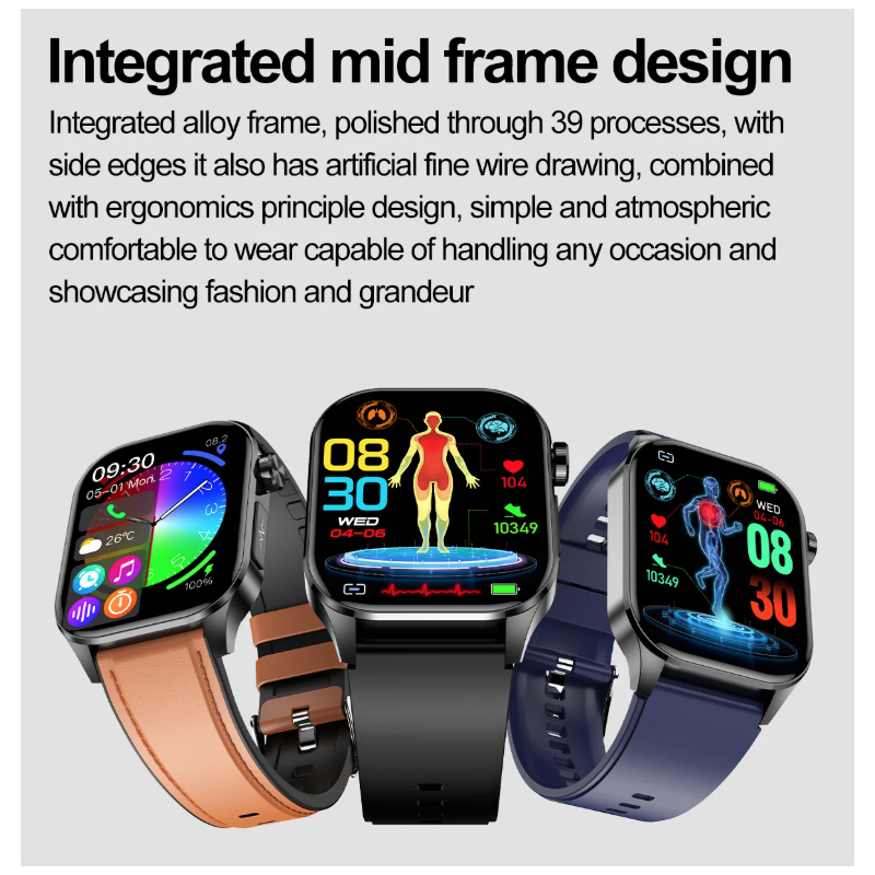 E580 Smartwatch glice mia ECG, pressione. Display 2.04