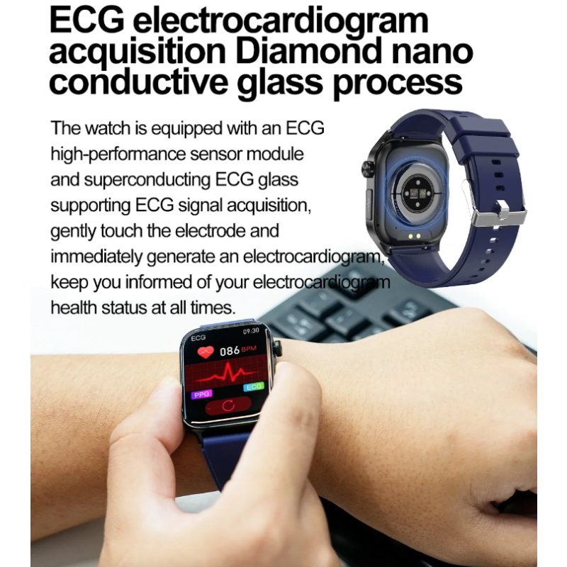 E580 Smartwatch glice mia ECG, pressione. Display 2.04