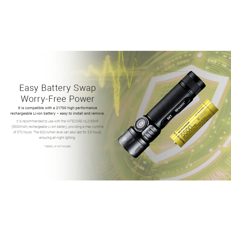 Nitecore EX7 Torcia LED 6000 Lumen USB-C Ricaricabile | Illuminazione Potente per Outdoor, Escursionismo.