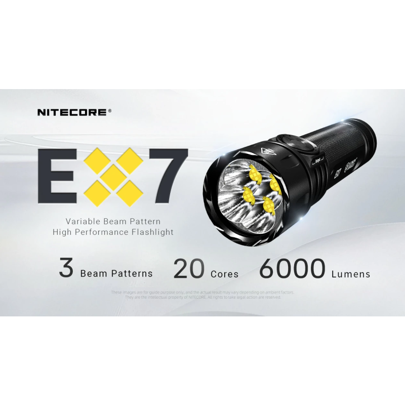 Nitecore EX7 Torcia LED 6000 Lumen USB-C Ricaricabile | Illuminazione Potente per Outdoor, Escursionismo.