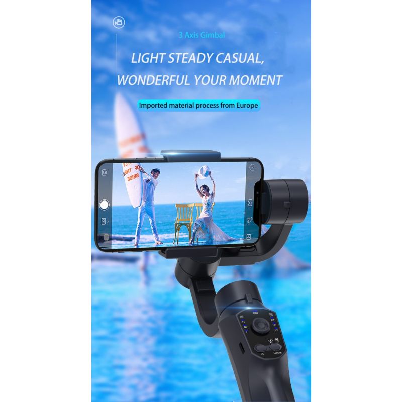 Scopri Stabilizzatore F10 Pro gimbal a 3 assi per fotografia mobile design intuitivo compatibilità smartphone Android e iPhone qualità video fluida per filmmaking e vlogging
