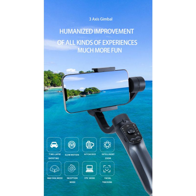 Scopri Stabilizzatore F10 Pro gimbal a 3 assi per fotografia mobile design intuitivo compatibilità smartphone Android e iPhone qualità video fluida per filmmaking e vlogging