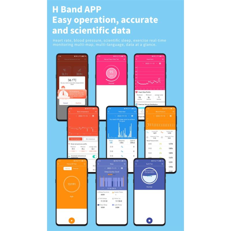 Smartwatch F57L: Monitoraggio Glicemia, Pressione Sanguigna, Frequenza Cardiaca, Temperatura, Sport. Schermo 1.91