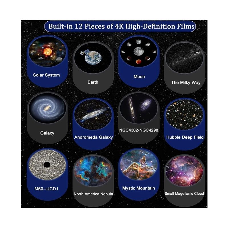 Proiettore Galattico Luce Notturna 12 in 1 Atmosfera Rilassante con Rotazione 360 Scenari di Visualizzazione Immersivi Perfetto per Bambini e Adulti Lampada Planetaria Controllo Personalizzabile