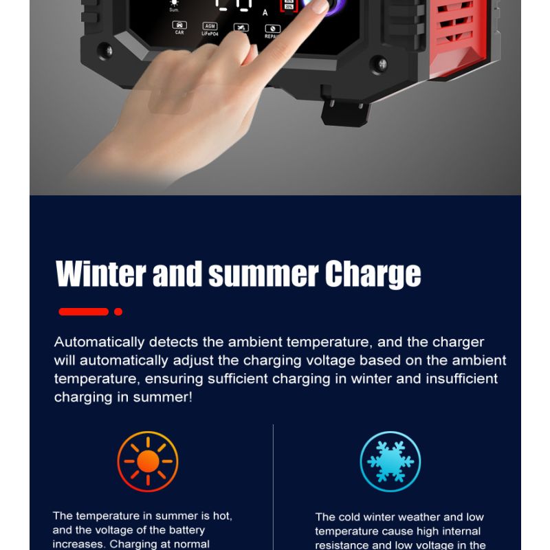 Caricabatteria Portatile FOXSUR 20A 12V 24V Moto Camion Ricarica a 7 Fasi Manutentore Batterie AGM LiFePO4 Prestazioni Affidabili Lunga Durata Compagno Essenziale Tranquillità