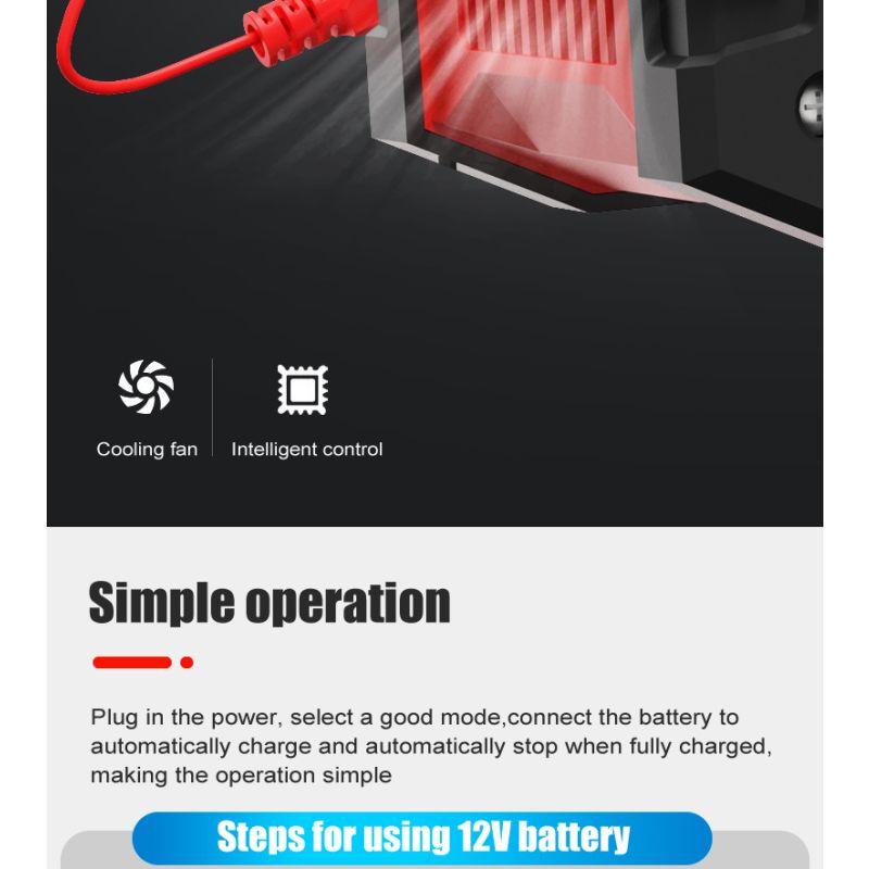 Caricabatteria Portatile FOXSUR 20A 12V 24V Moto Camion Ricarica a 7 Fasi Manutentore Batterie AGM LiFePO4 Prestazioni Affidabili Lunga Durata Compagno Essenziale Tranquillità