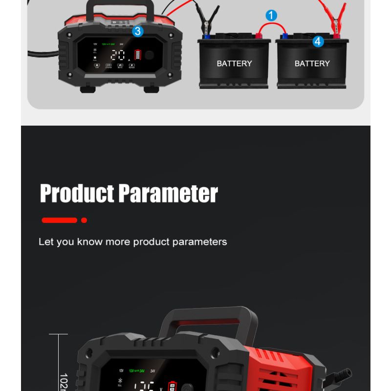 Caricabatteria Portatile FOXSUR 20A 12V 24V Moto Camion Ricarica a 7 Fasi Manutentore Batterie AGM LiFePO4 Prestazioni Affidabili Lunga Durata Compagno Essenziale Tranquillità