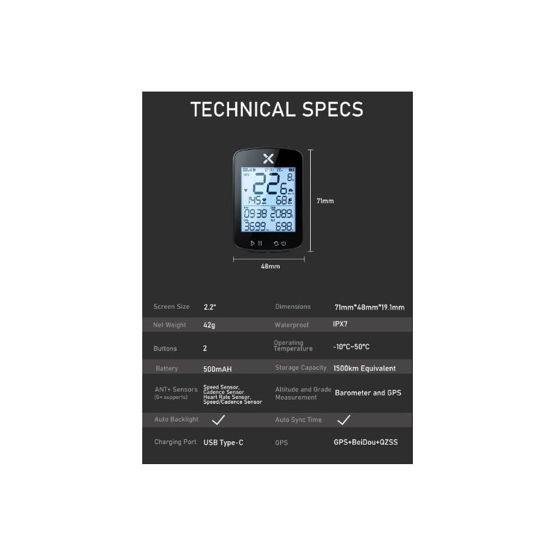 Scopri XOSS G+ G2 computer da bici con GPS tachimetro wireless visualizzazione personalizzata sincronizzazione STRAVA e batteria lunga durata per ciclismo avventura sport all'aperto