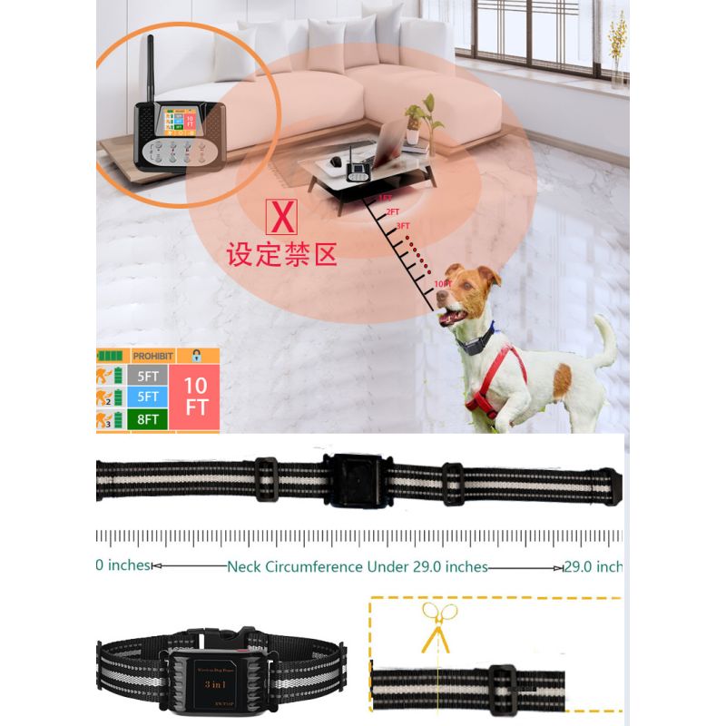 Sistema Recinzione Elettronica Wireless per Cani 3 in 1 con Radar Elettronico e Aree Vietate Regolabili Tecnologia Avanzata per Sicurezza e Addestramento Canino