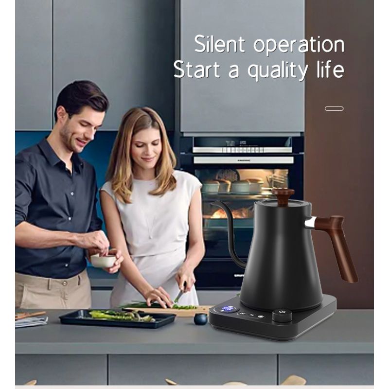 Bollitore elettrico a collo di cigno controllo della temperatura in tempo reale riscaldamento rapido 1200 watt versamento di precisione per tè e caffè design sicuro e prestazioni eccellenti