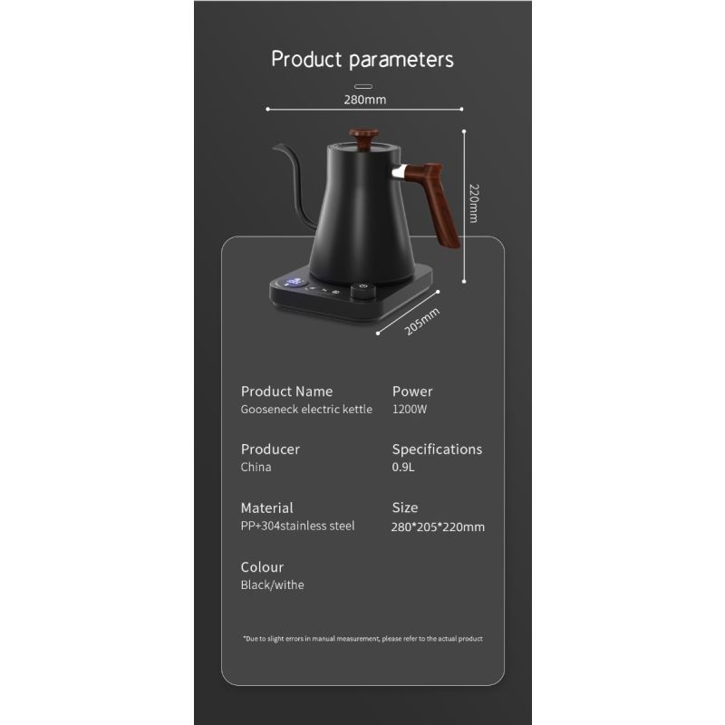 Bollitore elettrico a collo di cigno controllo della temperatura in tempo reale riscaldamento rapido 1200 watt versamento di precisione per tè e caffè design sicuro e prestazioni eccellenti