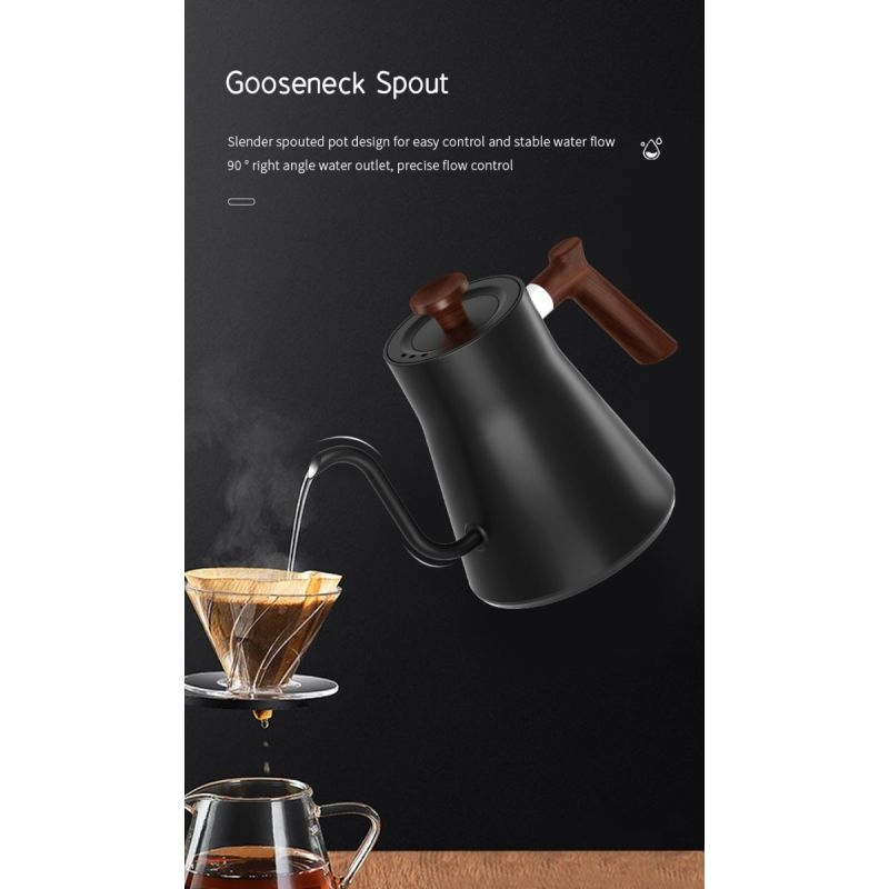 Bollitore elettrico a collo di cigno controllo della temperatura in tempo reale riscaldamento rapido 1200 watt versamento di precisione per tè e caffè design sicuro e prestazioni eccellenti