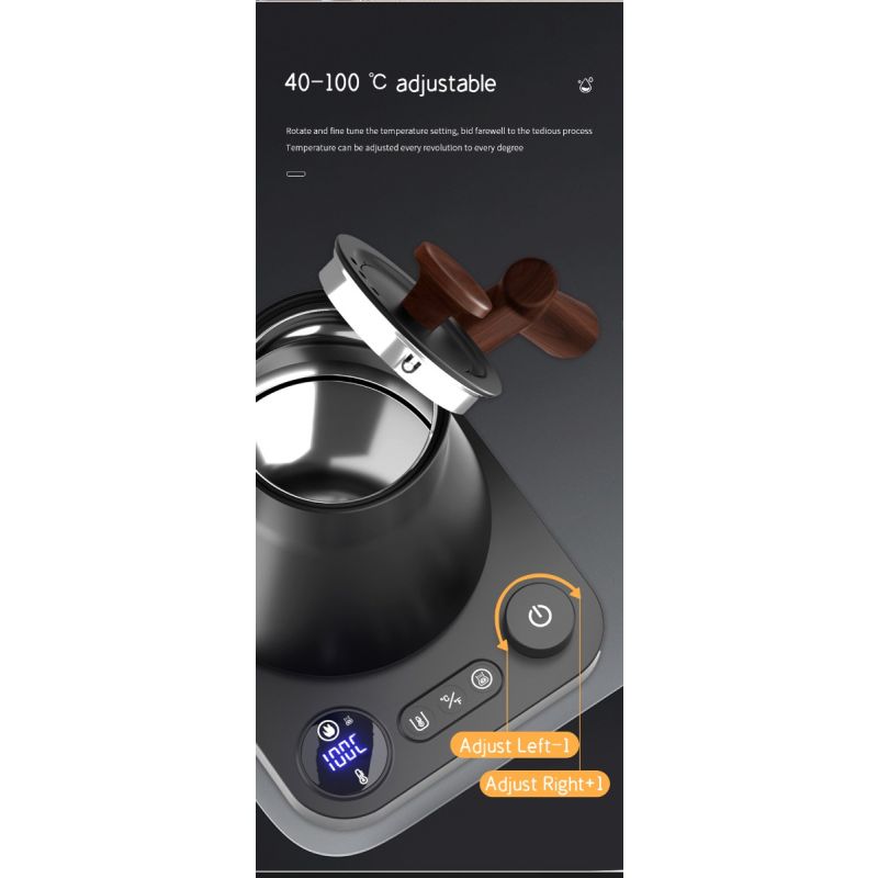 Bollitore elettrico a collo di cigno controllo della temperatura in tempo reale riscaldamento rapido 1200 watt versamento di precisione per tè e caffè design sicuro e prestazioni eccellenti