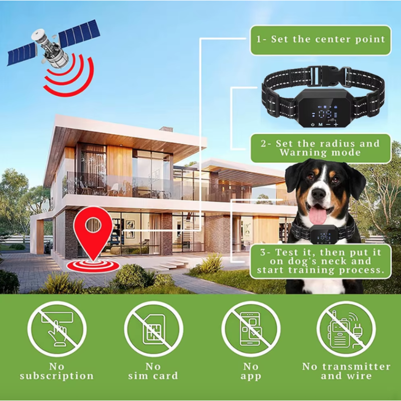 Sistema di Recinzione per Cani Senza Fili GPS Ampia Area di Gioco Sicurezza con Avvisi Regolabili e Modalità di Addestramento Umane Facile da Installare e Ricaricabile