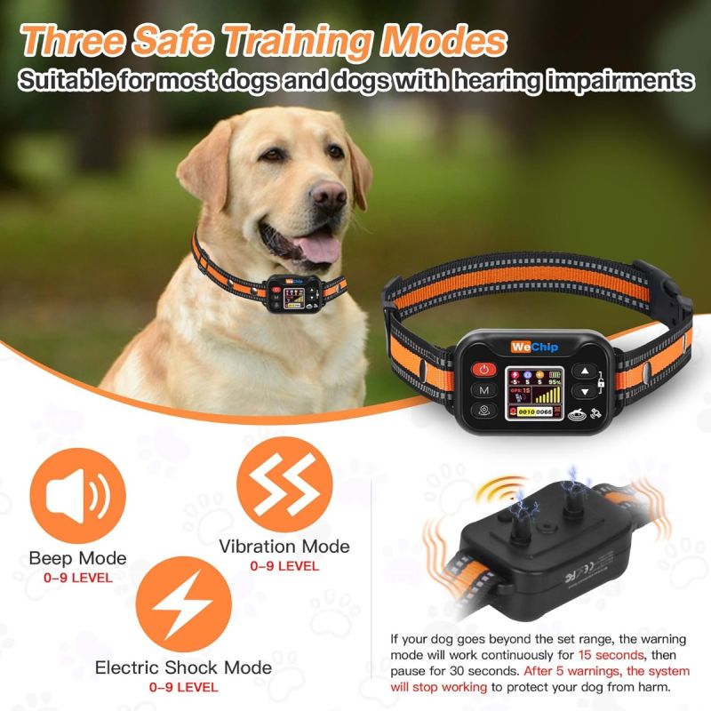 Collare GPS per Cani Recinto Invisibile e Antiabbaio Wireless, Ricaricabile e Impermeabile