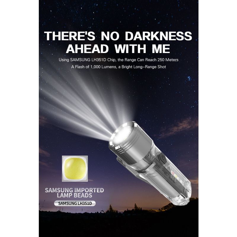 Scopri GT13 TIKI Mini Portachiavi Luce USB Ricaricabile 1000 Lumen Compatibile Illuminazione Portatile Leggero 62g Perfetto per Avventure Esterne e Uso Quotidiano con Luce UV