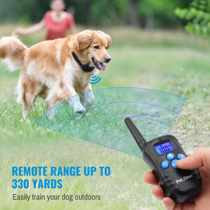 Collare di addestramento per cani Petrainer 998D con display LCD e raggio d'azione 300M collare ricaricabile impermeabile per controllo a lunga distanza e addestramento canino efficace