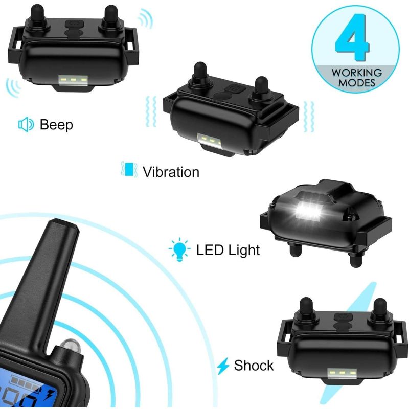 Collare Addestramento Cani Elettrico 800m con Telecomando per Animali Domestici Impermeabile Livelli Regolabili e LCD Addestramento Open Air di Tutte le Taglie 3 Modalità Disponibili
