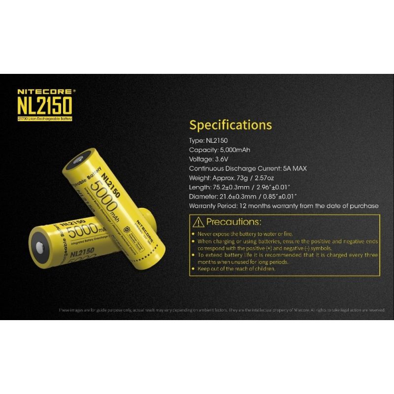 NITECORE NL2150 Batteria 5000mAh 3.6V Li-ion Ricaricabile Alta Performance per Droni Torcia Attrezzatura Outdoor Tensione Stabile e Alimentazione Durevole per Appassionati di Tecnologia