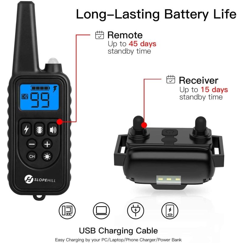 Collare Addestramento Cani Elettrico 800m con Telecomando per Animali Domestici Impermeabile Livelli Regolabili e LCD Addestramento Open Air di Tutte le Taglie 3 Modalità Disponibili