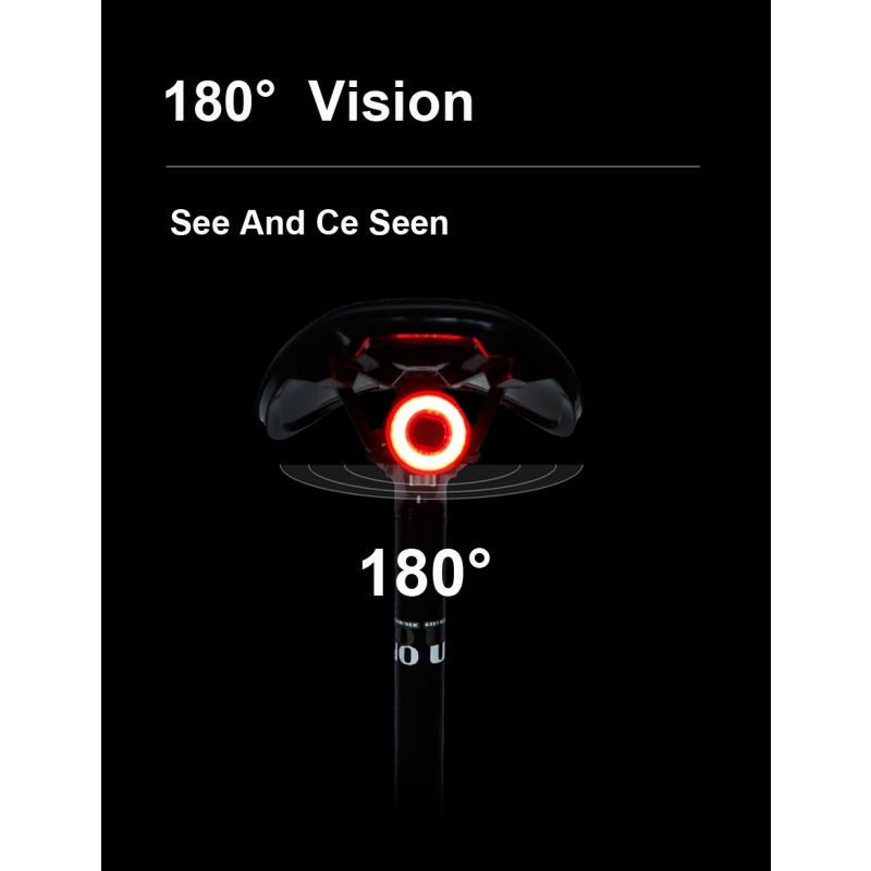 Fanale Intelligente Bici con Auto Start Stop e Luce Freno Ricarica USB IPX6 Impermeabile Alta Visibilità Sicurezza Ciclismo Attivazione Automatica Modalità Sleep Risparmio Energetico