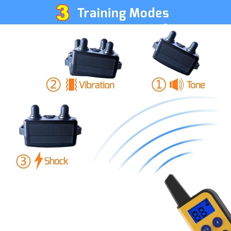 Collare Elettrico per Cani 2020 Raggio 1000m Telecomando per Animali Impermeabile Ricaricabile Display LCD Addestramento Personalizzato Modalità Bip Vibrazione Shock Statico Cani Tutte le Dimensioni