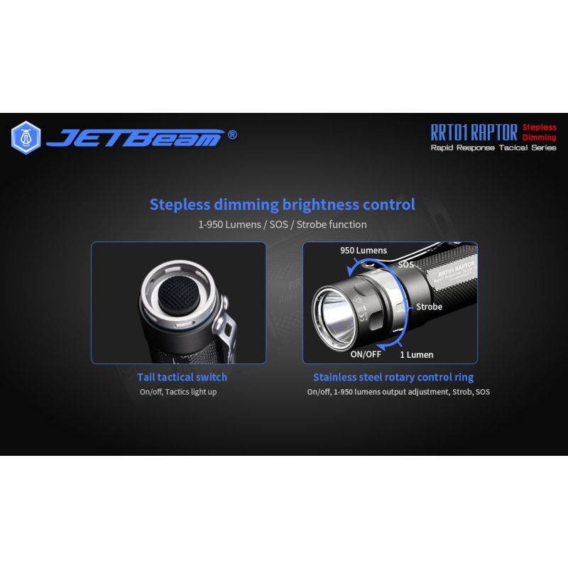 JETBeam Jet-RRT01 XP-L torcia LED compatta 950 lumen illuminazione outdoor attrezzatura da campeggio fonte di luce affidabile torcia durevole per esplorazioni notturne