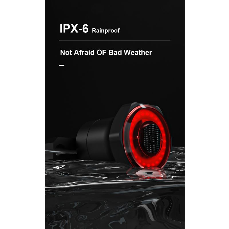 Fanale Intelligente Bici con Auto Start Stop e Luce Freno Ricarica USB IPX6 Impermeabile Alta Visibilità Sicurezza Ciclismo Attivazione Automatica Modalità Sleep Risparmio Energetico