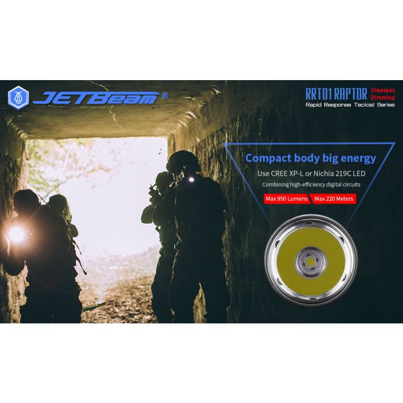 JETBeam Jet-RRT01 XP-L torcia LED compatta 950 lumen illuminazione outdoor attrezzatura da campeggio fonte di luce affidabile torcia durevole per esplorazioni notturne