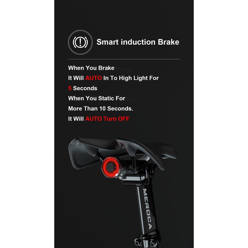 Fanale Intelligente Bici con Auto Start Stop e Luce Freno Ricarica USB IPX6 Impermeabile Alta Visibilità Sicurezza Ciclismo Attivazione Automatica Modalità Sleep Risparmio Energetico