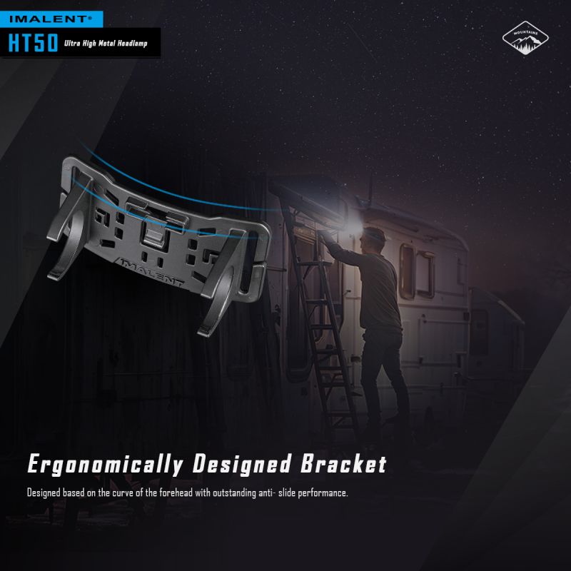 Imalent HT50 Faro luminoso per avventure con LED XHP50.3 HI doppie sorgenti luminose design leggero ideale per campeggio e uso esterno elevata luminosità e lunga durata batteria ricaricabile