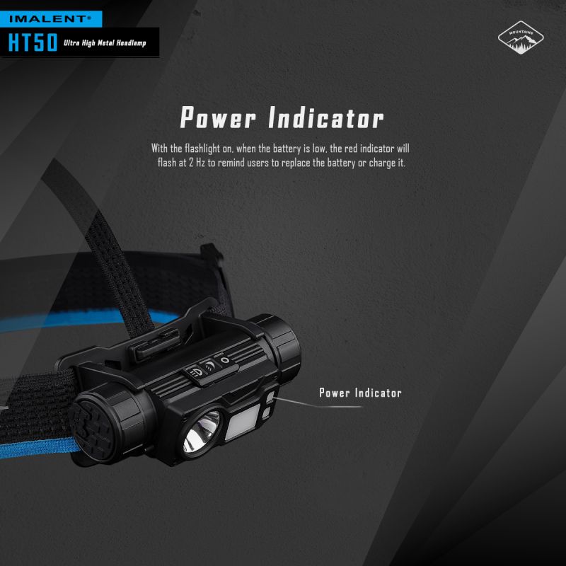 Imalent HT50 Faro luminoso per avventure con LED XHP50.3 HI doppie sorgenti luminose design leggero ideale per campeggio e uso esterno elevata luminosità e lunga durata batteria ricaricabile
