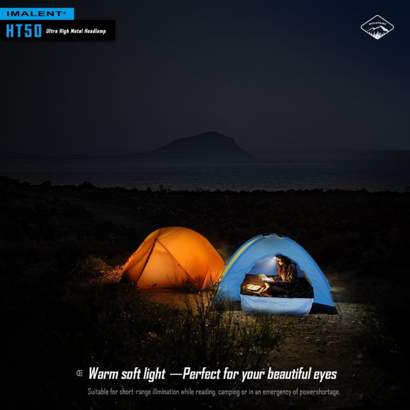Imalent HT50 Faro luminoso per avventure con LED XHP50.3 HI doppie sorgenti luminose design leggero ideale per campeggio e uso esterno elevata luminosità e lunga durata batteria ricaricabile
