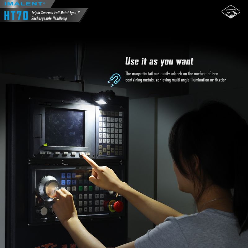 Faro Anteriore IMALENT HT70 Ricaricabile Tripla Sorgente Luminosa 3500 Lumen Ideale per Avventura Notturna Design Ergonomico e Costruzione Resistente Modalità Operative Versatili