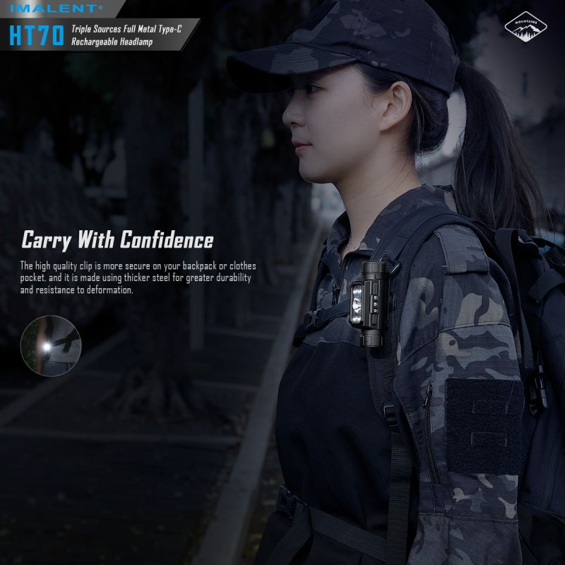 Faro Anteriore IMALENT HT70 Ricaricabile Tripla Sorgente Luminosa 3500 Lumen Ideale per Avventura Notturna Design Ergonomico e Costruzione Resistente Modalità Operative Versatili