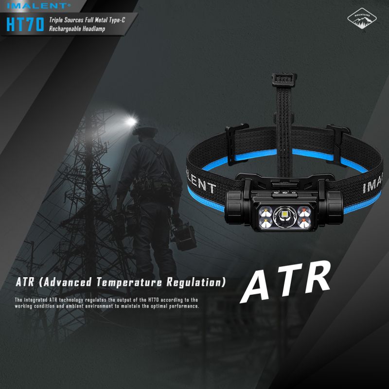 Faro Anteriore IMALENT HT70 Ricaricabile Tripla Sorgente Luminosa 3500 Lumen Ideale per Avventura Notturna Design Ergonomico e Costruzione Resistente Modalità Operative Versatili