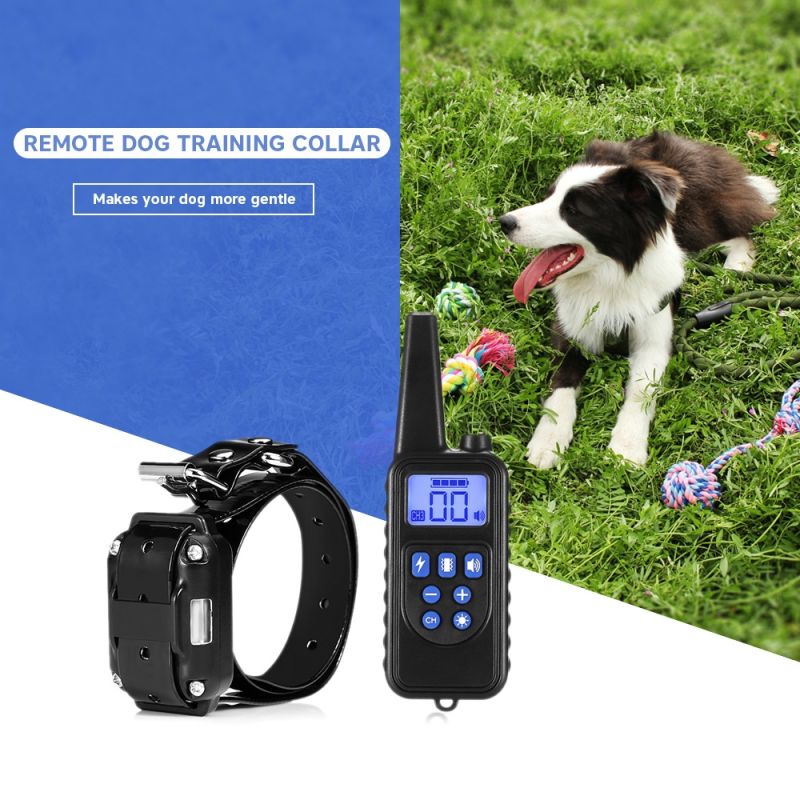 Collare di Addestramento Elettrico 800m con Telecomando per Animali Domestici Display LCD Impermeabile Ricaricabile Modalità Shock Vibrazione Suono Livelli Regolabili Per Cani Di Tutte Le Dimensioni