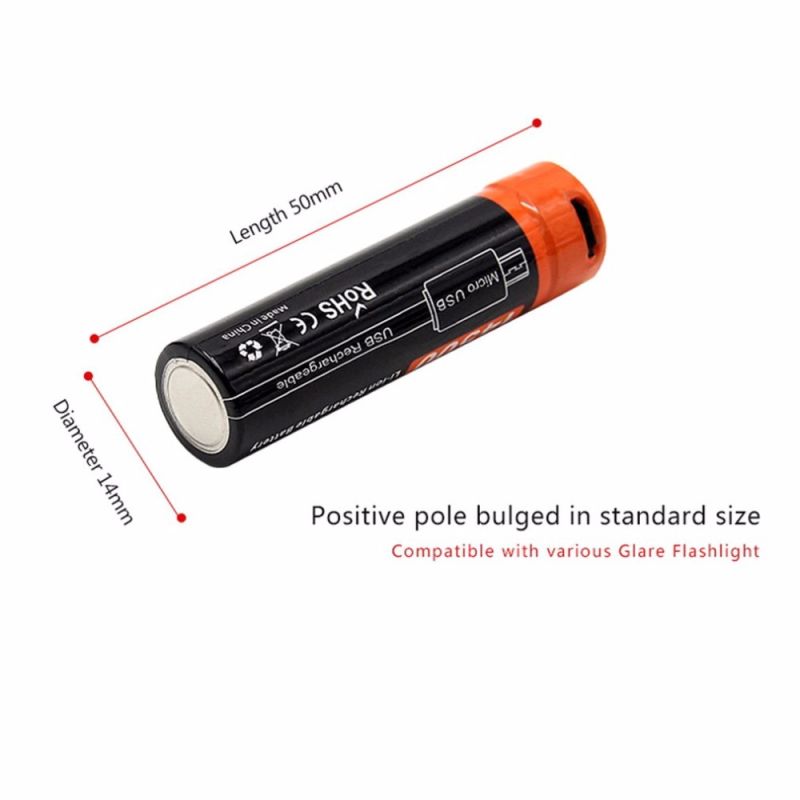Batteria 14500 DoublePow 750mAh 3.7V Micro USB alta capacità eco-sostenibile con indicatore di ricarica LED per dispositivi elettronici qualità compatta al litio ricaricabile